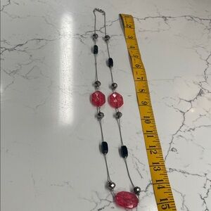 Elegant Pink and Black Beaded Necklace